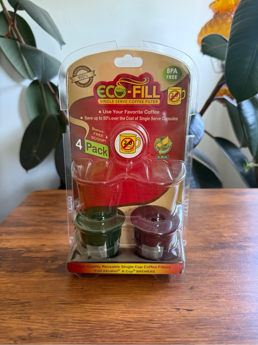 Eco-Fill Reusable Single-Serve Coffee Filters - Green & Burgundy (2 Pack)